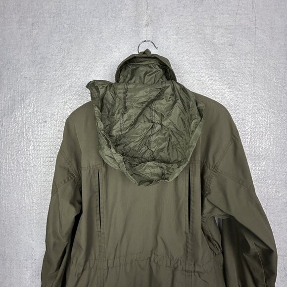 London Fog Field Coat Mens S Green Utility  Vintage Rain Jacket Rollaway Hood - Picture 7 of 16
